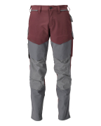 22379-311-2289 Pantaloni con tasche porta-ginocchiere - bordeaux/grigio pietra